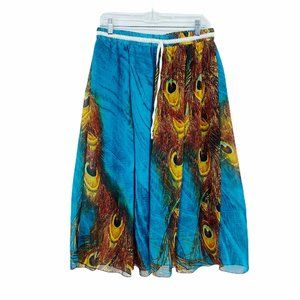 Omonsim Women's Peacock Print Skirt Boho Hippy